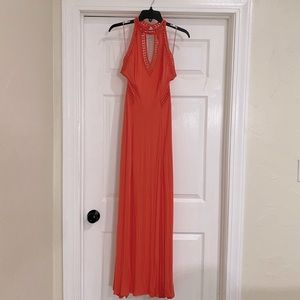 NWT high neckline coral maxi dress